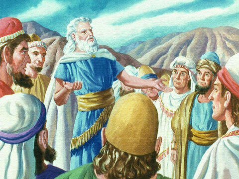 Quando Moisés desceu e disse aos israelitas o que Deus havia dito, o povo prometeu que faria tudo o que o Senhor dissesse. – Slide número 10
