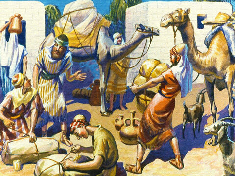 Por 430 anos, esse povo, e seus pais antes deles, estiveram como escravos na terra do Egito. Agora reuniam suas posses e estavam prontos para partir. – Slide número 11