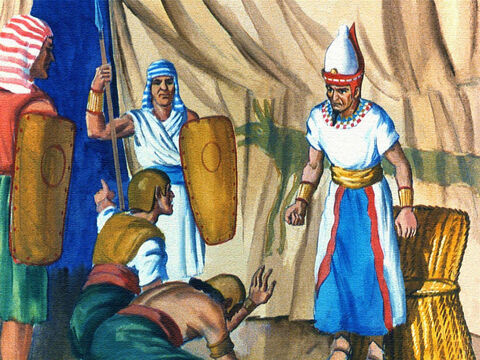 Foi dito ao Faraó que, de alguma maneira, os israelitas estavam se livrando. Ele gritou ordens para persegui-los de uma vez. – Slide número 38