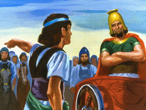 O servo saiu e disse a Naamã que, se ele fosse ao rio Jordão e se lavasse sete vezes, ele seria completamente curado de sua lepra. – Slide número 40