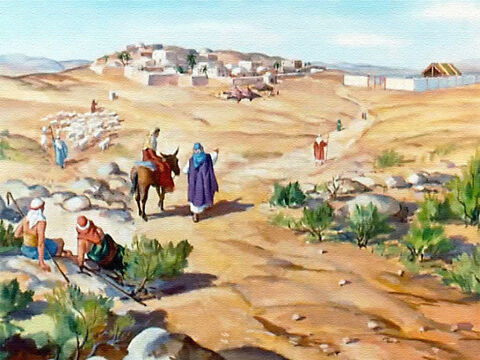 A cada ano, Ana e seu marido viajavam para um lugar chamado Siló para adorar a Deus no Tabernáculo. – Slide número 6