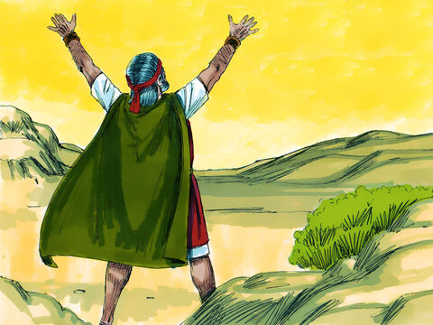Moisés ergueu suas mãos. – Slide número 5