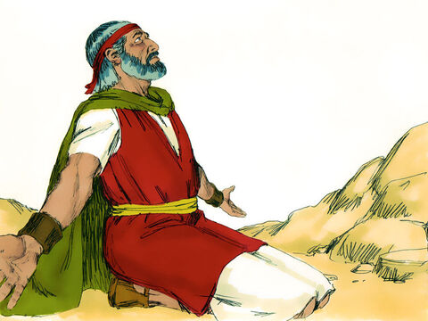 Mas quando Moisés se cansou e baixou as mãos ... – Slide número 7