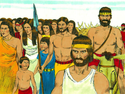 No deserto, eles ficaram com muita fome e começaram a reclamar com Moisés e Arão. – Slide número 12