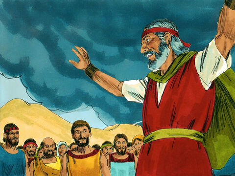 Moisés reuniu o resto do povo. “Vocês cometeram um grande pecado, mas vou subir e falar com Deus”. – Slide número 20