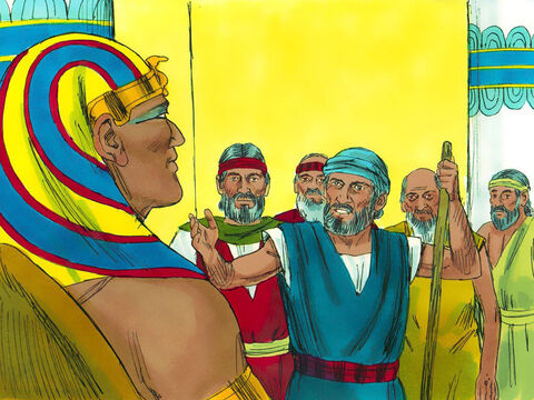 Êxodo 5: 1-22 Então Moisés e Arão foram ao faraó. “O Deus de Israel diz: 'Deixe meu povo ir para que possa me adorar no deserto’. '' – Slide número 2