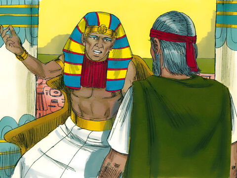 “Saia da minha frente”, ordenou o faraó. ”Nunca mais apareça diante de mim. Se você fizer isso, você morrerá”. – Slide número 10