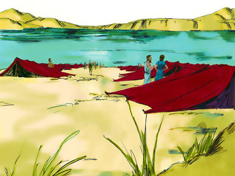 Êxodo 14: 1-14 Por fim, Deus os conduziu à costa do Mar Vermelho, onde acamparam. – Slide número 6