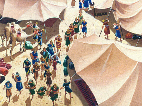 Quando eles chegaram a Cades, no deserto de Parã, eles montaram suas tendas. Depois, fizeram algo que lhes custaria 40 anos de atraso vagando pelo deserto. – Slide número 3