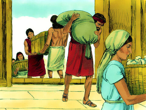 Gênesis 7 Quando a arca estava pronta, Deus disse a Noé que o dilúvio viria em 7 dias. Noé, seus três filhos e suas esposas foram instruídos a levar seus pertences a bordo. Eles também armazenavam comida para os animais que também viriam a bordo. – Slide número 8