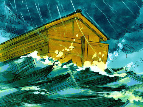 A água inundou a terra por 150 dias, mas os que estavam a bordo da arca foram mantidos em segurança. – Slide número 13