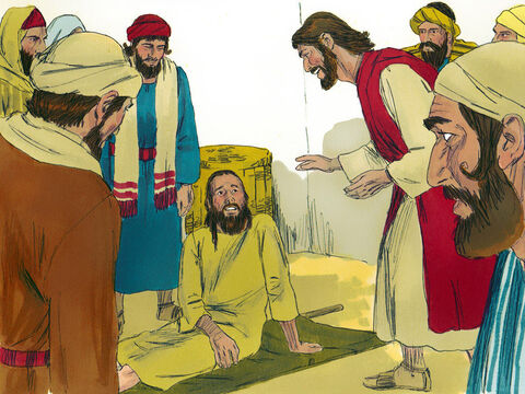 Quando Jesus viu a fé dos homens, disse ao paralítico: “Filho, seus pecados estão perdoados”. – Slide número 5