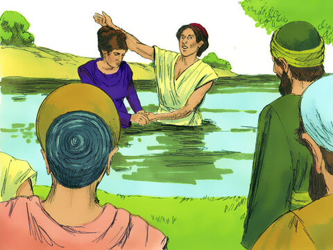 Ela foi batizada junto com outros membros de sua casa. Ela convidou Paulo, Silas e Timóteo para ficarem como hóspedes em sua casa enquanto estivessem em Filipos. – Slide número 17