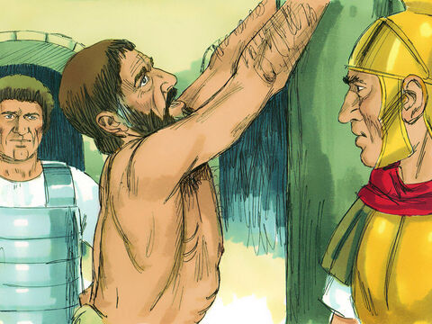 Paulo disse ao oficial próximo: "É legal para você chicotear um cidadão romano que nem mesmo foi julgado?". Os cidadãos romanos não podiam ser punidos sem um julgamento. – Slide número 11