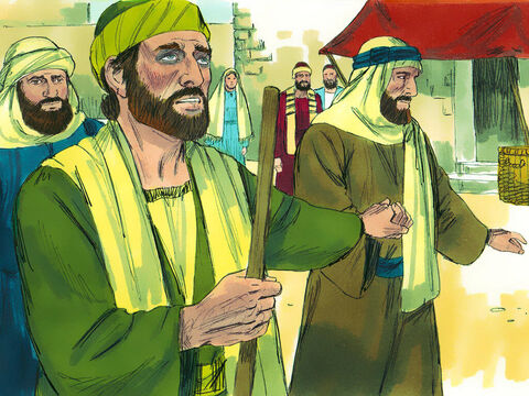 Então eles levaram Saulo pela mão para Damasco. Por três dias ele ficou cego e não comeu nem bebeu nada. – Slide número 8