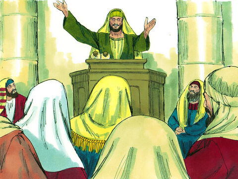 Imediatamente, Saulo começou a pregar nas sinagogas que Jesus é o Filho de Deus. – Slide número 16