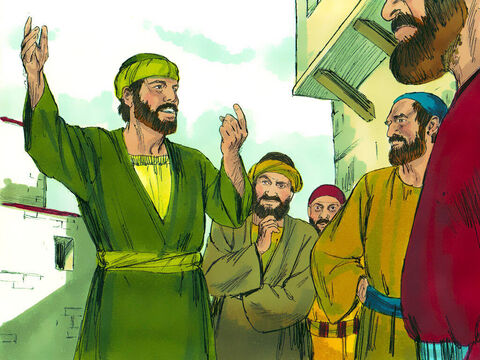 Saulo explicava com força a eles que Jesus é o Messias. Poucos dias depois, alguns judeus que eram contra Jesus conspiraram para matar Saulo. – Slide número 18
