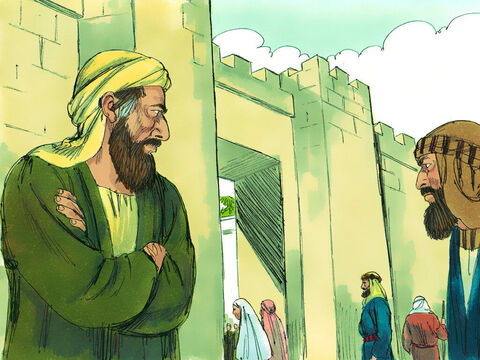 Eles vigiavam os portões da cidade na esperança de matá-lo. Mas Saulo soube dos seus planos. – Slide número 19