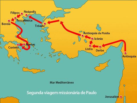 De Atenas, Paulo viajou para Corinto, uma cidade importante do Império Romano, numa encruzilhada de importantes rotas comerciais. – Slide número 1