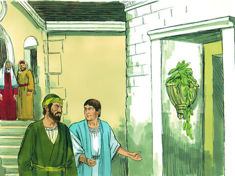 Paulo saiu e foi para a casa de Ticio Justo, um gentio que adorava a Deus e morava ao lado da sinagoga. Crispo, o líder da sinagoga, e sua família acreditaram no Senhor. – Slide número 6
