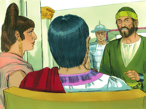 Poucos dias depois, Félix e sua esposa, Drusila, que era judia, mandaram chamar Paulo. Eles ouviram quando ele lhes falou sobre a fé em Cristo Jesus. – Slide número 8