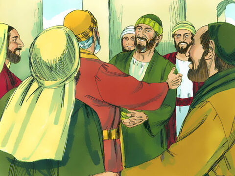 Quando chegaram a Jerusalém, foram calorosamente recebidos pelos cristãos de lá. – Slide número 12