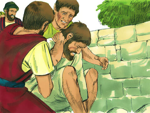 Mas quando os crentes se reuniram em torno de Paulo, ele se levantou e voltou para a cidade. – Slide número 7