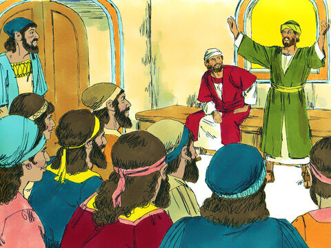 Paulo e Barnabé convocaram a igreja em Antioquia para relatar tudo o que Deus havia feito por meio deles e compartilhar como os gentios se tornaram seguidores de Jesus. Eles então permaneceram em Antioquia por um longo tempo incentivando os crentes. – Slide número 13