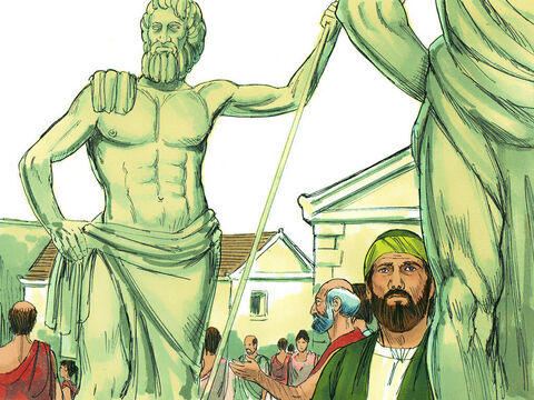 Paulo esperou em Atenas, mas ficou profundamente perturbado com todos os ídolos que viu na cidade. – Slide número 12
