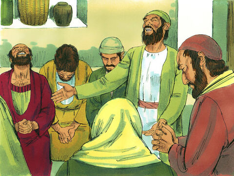Enquanto Pedro estava na prisão, a igreja se reuniu para orar por ele. – Slide número 3