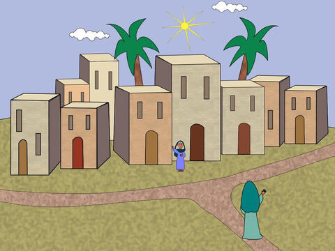 Pouco depois disso, Maria foi visitar sua prima Isabel, que morava em uma colina numa cidade do interior de Judá. – Slide número 6
