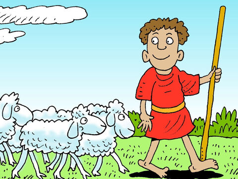 Davi era um bom pastor que levava suas ovelhas a encontrar novos pastos. – Slide número 8