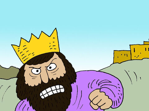 Quando o rei Acabe viu Elias, ficou irado. – Slide número 14