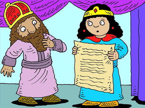 Logo depois, a rainha Ester perguntou ao rei se ele poderia revogar o decreto para que todos os judeus fossem destruídos. – Slide número 14