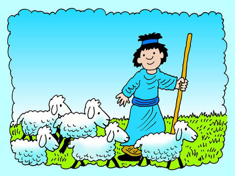 Então perguntou a Pedro mais uma vez: “Simão Pedro, você me ama?”.<br/>Pedro lhe disse: “Sim, Senhor, você sabe que eu o amo”.<br/>Jesus lhe falou: “Cuide de minhas ovelhas”.<br/>Pela terceira vez Jesus perguntou: “Simão Pedro, você me ama?”.<br/>Pedro ficou muito triste por Jesus ter lhe perguntado pela terceira vez.<br/>Assim, ele respondeu: “Senhor, você sabe tudo. Sabe que eu o amo!”.<br/>Jesus lhe disse: “Alimente minhas ovelhas”. – Slide número 11