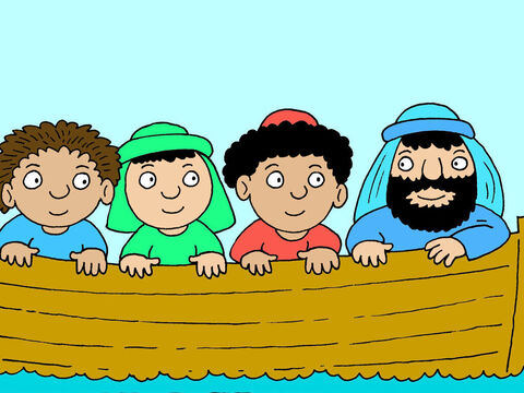 Quando Jesus e Pedro voltaram para o barco, o vento parou de soprar. – Slide número 14