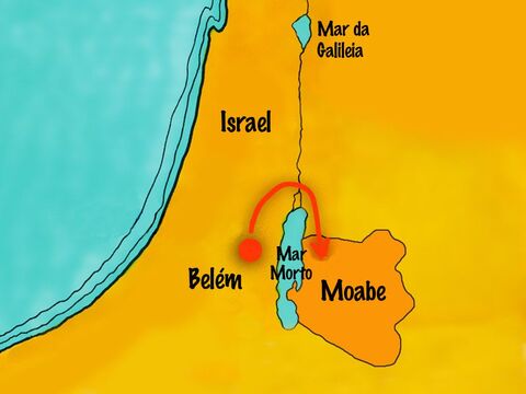 Eles viajaram para a terra vizinha de Moabe e lá se estabeleceram. O povo moabita não adoravam a Deus, mas a seus próprios ídolos. – Slide número 2