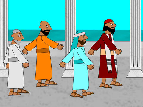 Paulo e Silas estavam na cidade de Filipos com outros discípulos. Certo dia, eles foram orar. – Slide número 1