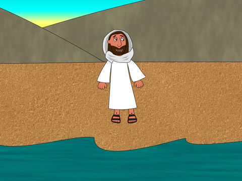 Logo cedo na manhã seguinte, Jesus estava na praia, mas os discípulos não sabiam que era Ele.<br/>– Filhos, vocês pegaram algum peixe? – Ele lhes perguntou. – Slide número 3