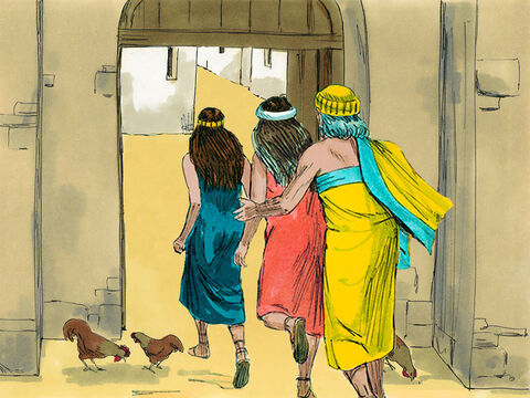 O Senhor poupou a vida de Ló e de suas duas filhas que se abrigaram na cidade de Zoar. – Slide número 15