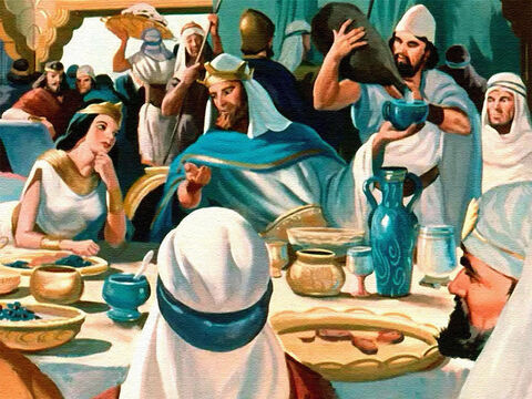 Quando a rainha de Sabá sentou-se à mesa de Salomão e o ouviu, ela percebeu que seu povo o amava e lhe servia porque ele era um rei sábio e bom. – Slide número 25