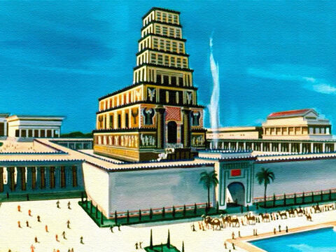 Salomão sabia que o esplêndido templo, que precisara de milhares de homens para ser construído... e seu palácio... – Slide número 28