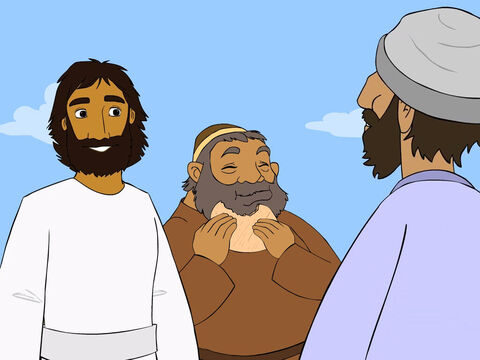 Algumas pessoas vieram e perguntaram a Jesus:<br/>– Por que os discípulos de João e os discípulos dos fariseus frequentemente fazem jejum enquanto seus discípulos nunca o fazem? – Slide número 2