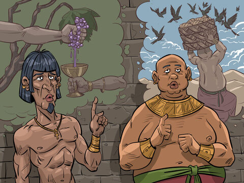 Ainda na prisão, José interpreta corretamente o sonho do padeiro e do copeiro de Faraó.<br/>Gênesis 40 – Slide número 3