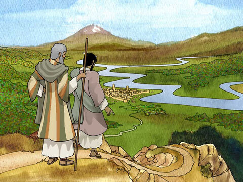 Olhou então Ló e viu todo o vale do Jordão, todo ele bem irrigado... Ló escolheu todo o vale do Jordão e partiu em direção ao leste. Assim os dois se separaram. Gênesis 13:10a-11 (NVI) – Slide número 6