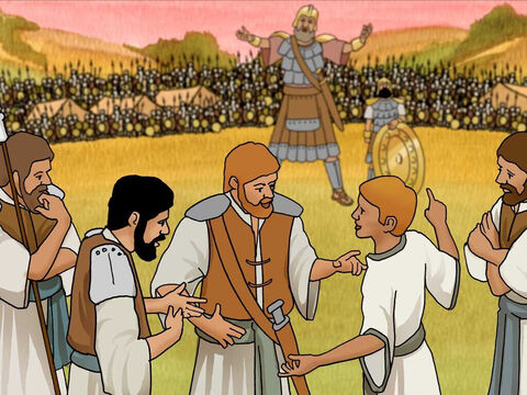 “Davi perguntou aos soldados que estavam ao seu lado: ‘O que receberá o homem que matar esse filisteu e salvar a honra de Israel? Quem é esse filisteu incircunciso para desafiar os exércitos do Deus vivo?’” 1 Samuel 17:26 (NVI) – Slide número 12