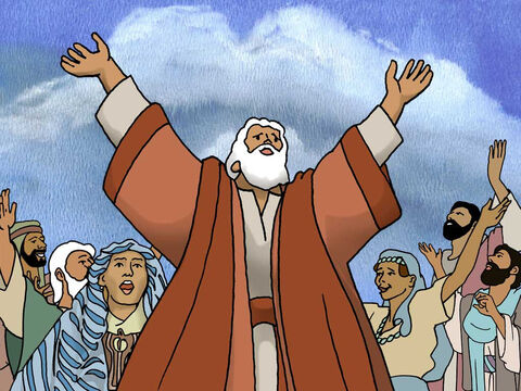 Então Moisés e os filhos de Israel cantaram um cântico de louvor ao Senhor. Êxodo 15:1–18 – Slide número 6