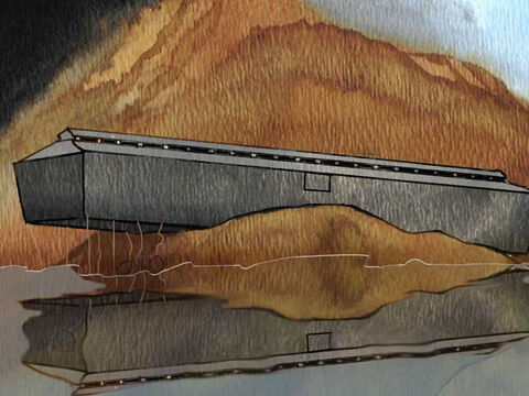 No décimo sétimo dia do sétimo mês, a arca pousou nas montanhas de Ararate. As águas continuaram a baixar até o décimo mês, e no primeiro dia do décimo mês apareceram os topos das montanhas. Gênesis 8:4–5 (NVI) – Slide número 13