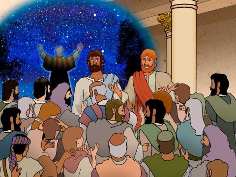 E vocês são herdeiros dos profetas e da aliança que Deus fez com os seus antepassados. Ele disse a Abraão: <br/>– Por meio da sua descendência todos os povos da terra serão abençoados. <br/>Tendo Deus ressuscitado o seu Servo, enviou-o primeiramente a vocês, para abençoá-los, convertendo cada um de vocês das suas maldades. Atos 3:25–26 – Slide número 9