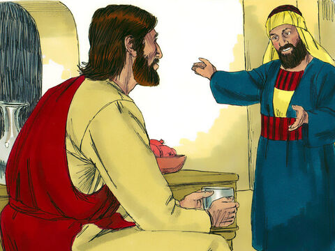 Zaqueu levantou e disse a Jesus: "Senhor, eis que dou aos pobres metade dos meus bens – Slide número 7